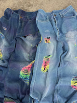 rainbow damage denim