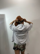 Striped open collar shirt