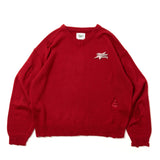 스타 로고 v 넥 손상 니트