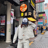 curve stitch denim blouson