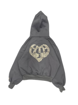 check pattern heart logo hoodie