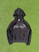yung logo studs waffle zip hoodie