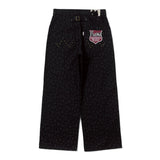 leopard straight denim pants