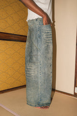 Vintage processed super wide baggy denim