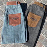 Bi-Color Denim Pants