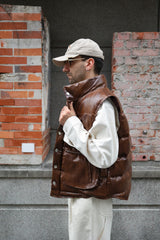 western faux leather down vest