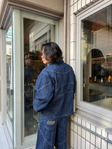 Switched denim zip blouson