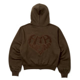 glitter heart logo zip hoodie