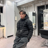 Micro Fake down Half Zip Hooded Pullover