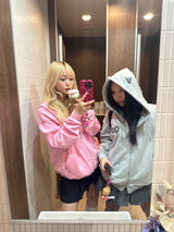 90 Logo Cat Ear Zip Hoodie【9090girl】