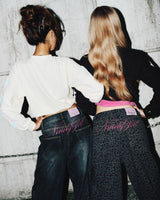 Ninety Girl Logo Glitter Buggy Denim Pants