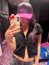 Ninety Girl Short Sleeve Zip Hoodie