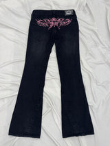 Tribal Logo Low-Rise Denim Pants