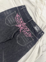 Tribal Logo Straight Denim Pants