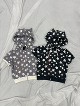 Cat-Ear Short Sleeve Zip Hoodie