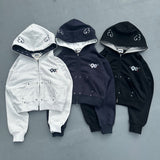 90 标志点拉链连帽衫