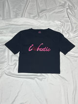I Love bestie cropped tee【9090 걸】