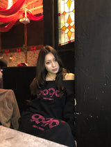 OG 로고 발렌타인 오프숄더 스웨트