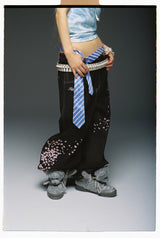 Sakura Embroidered Slub Denim Buggy Pants