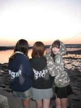 over dye universal logo zip hoodie