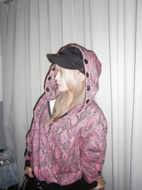 九十女孩动物印花镂空连帽衫