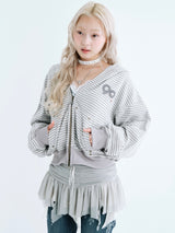 90 Logo Stripe 拉鍊連帽衫