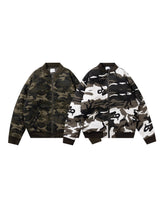 BU CAMOUFLAGE PATTERN BOMBER JACKET