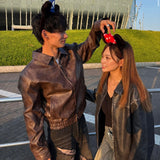 Vintage like eco leather blouson