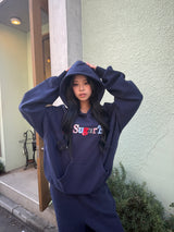 Assort check logo hoodie