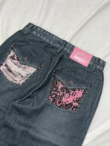Distressed Print Straight Pants