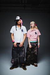 Sakura Embroidered Slub Denim Buggy Pants