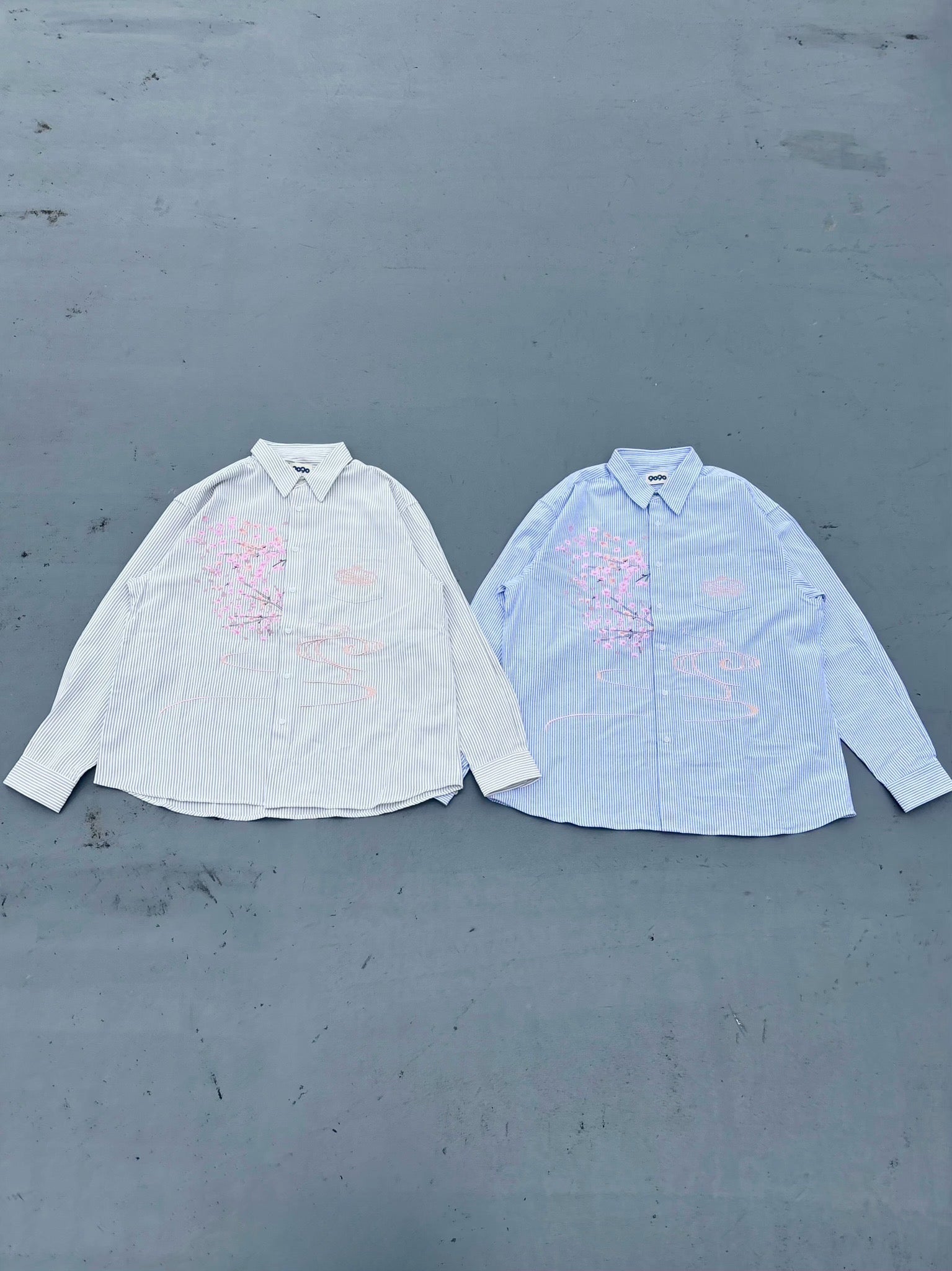 Sakura Embroidered Striped Shirt – YZ Sakura Embroidered Striped Shirt – YZ