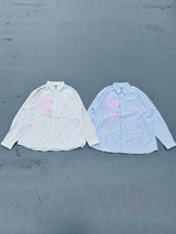Sakura Embroidered Striped Shirt