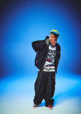 Bullet Logo Denim Zip Hoodie