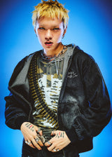 Bullet Logo Denim Zip Hoodie