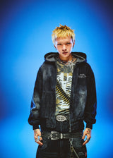 Bullet Logo Denim Zip Hoodie