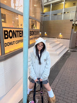 90 Logo Cat Ear Zip Hoodie【9090girl】