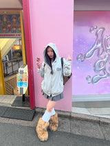 90 Logo Cat Ear Zip Hoodie【9090girl】