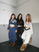 9090girl × umbro Cross Logo Glitter Zip Hoodie