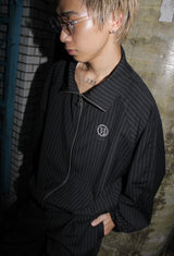 n 로고 스트라이프 블루슨