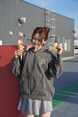 pigment peace flower zip hoodie