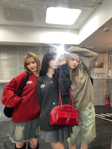 스타 로고 v 넥 손상 니트