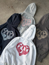 check pattern heart logo hoodie