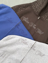 rhinestone scattered zip hoodie