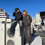 킹 로고 데님 퀼트 재킷