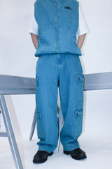 Double Denim Cargo Pants