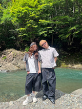 라인 스톤 SS 체크 셔츠