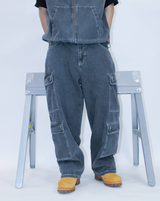 Double Denim Cargo Pants