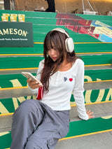 heart patch long sleeve T