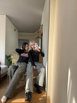 yung logo leopard blast denim